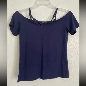Navy Blue Off-Shoulder Top